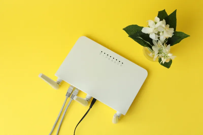 wifi router on yellow background